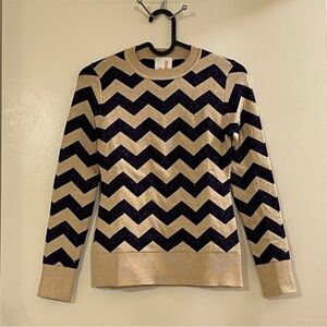 JOOSTRICOT NWOT Zig Zag Lurex Crew Neck in Gold and Purple